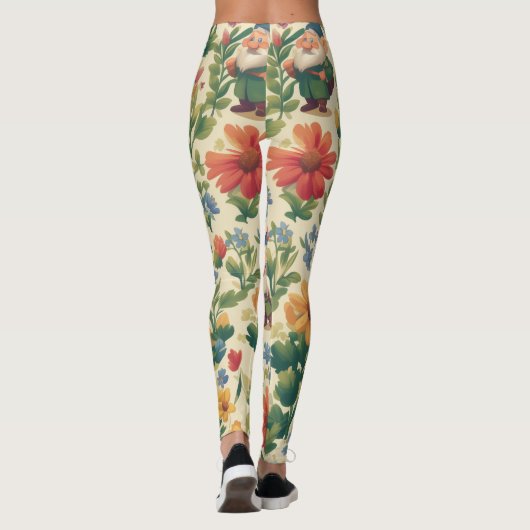 Gnome een bloem patroon ontwerp leggings (Achterkant)