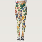 Gnome een bloem patroon ontwerp leggings (Voorkant)