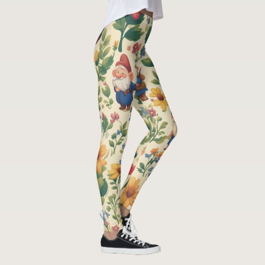 Gnome een bloem patroon ontwerp leggings (Rechts)