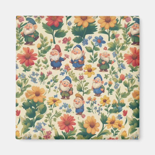 Gnome een bloem patroon ontwerp magneet (Voorkant)