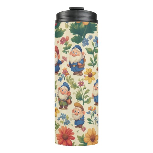 Gnome een bloem patroon ontwerp thermosbeker (Voorkant)