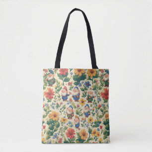 Gnome een bloem patroon ontwerp tote bag