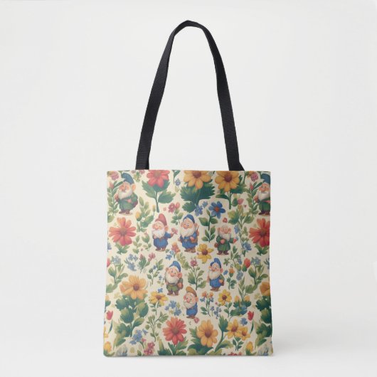 Gnome een bloem patroon ontwerp tote bag (Voorkant)