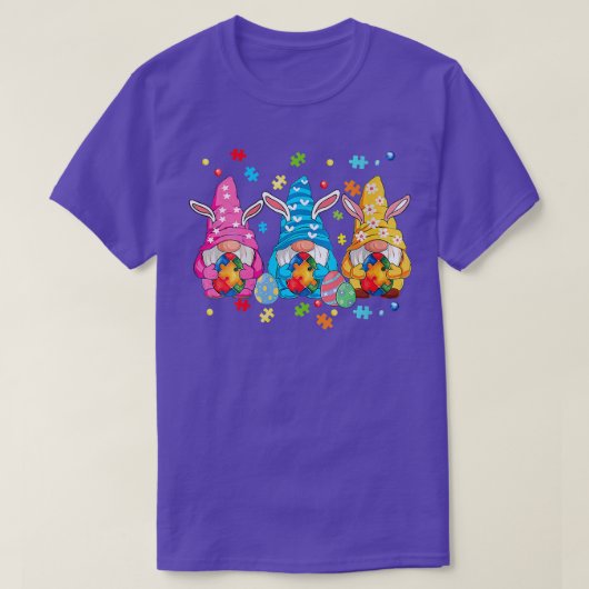 Gnome Egg Bunny Puzzle Ribbon Autisme Awareness Ea T-shirt (Design voorkant)