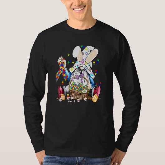 Gnome Egg Bunny Puzzle Ribbon Autisme Awareness Ea T-shirt (Voorkant)