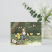 Gnome Elf Pasen Gekleurd Geschilderd Ei Kuiken Feestdagenkaart (Staand voorkant)