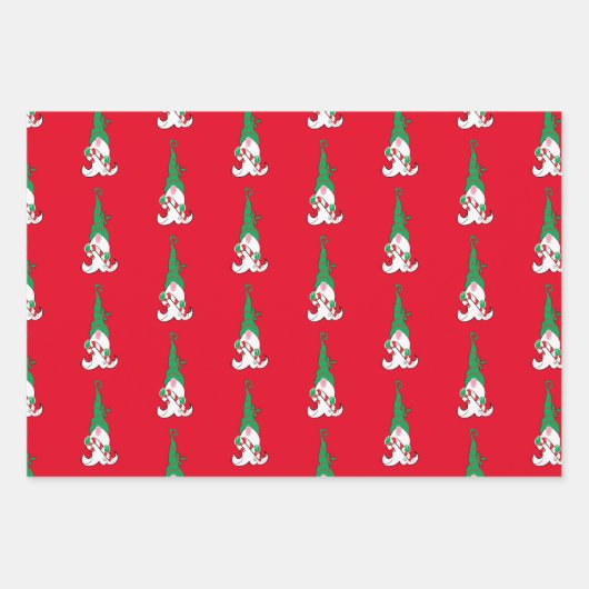 Gnome Elf Wrapping Paper Flat Sheet Set van 3 (Voorkant)