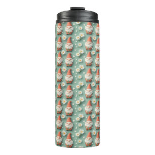 Gnome en Daisy Naadloze Patroon Tuin Ontwerp Thermosbeker