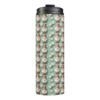 Gnome en Daisy Naadloze Patroon Tuin Ontwerp Thermosbeker