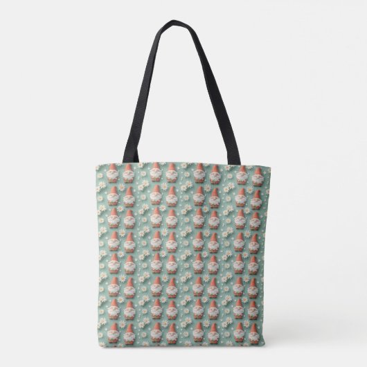 Gnome en Daisy Naadloze Patroon Tuin Ontwerp Tote Bag (Achterkant)