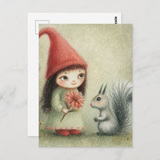 Gnome en de eekhoorn briefkaart (Voorkant / Achterkant)