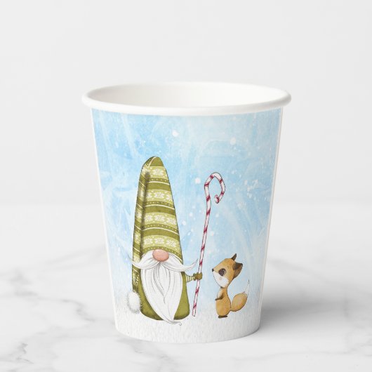 Gnome en Fox Best Wishes Happy Holiday Custom Papieren Bekers (Achterkant)