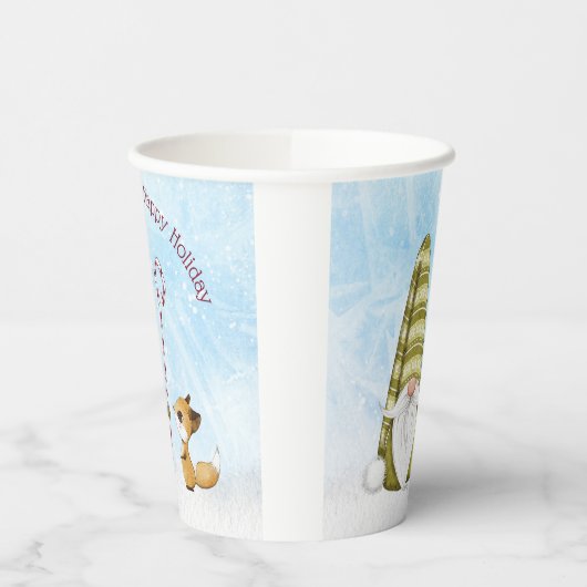Gnome en Fox Best Wishes Happy Holiday Custom Papieren Bekers (Links)