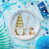 Gnome en Fox Best Wishes Happy Holiday Custom Papieren Bordje (Feest)
