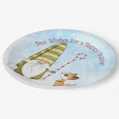 Gnome en Fox Best Wishes Happy Holiday Custom Papieren Bordje (Gekanteld)