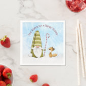 Gnome en Fox Best Wishes Happy Holiday Custom Servet (Insitu)