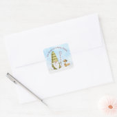 Gnome en Fox Best Wishes Happy Holiday Custom Vierkante Sticker (Envelop)