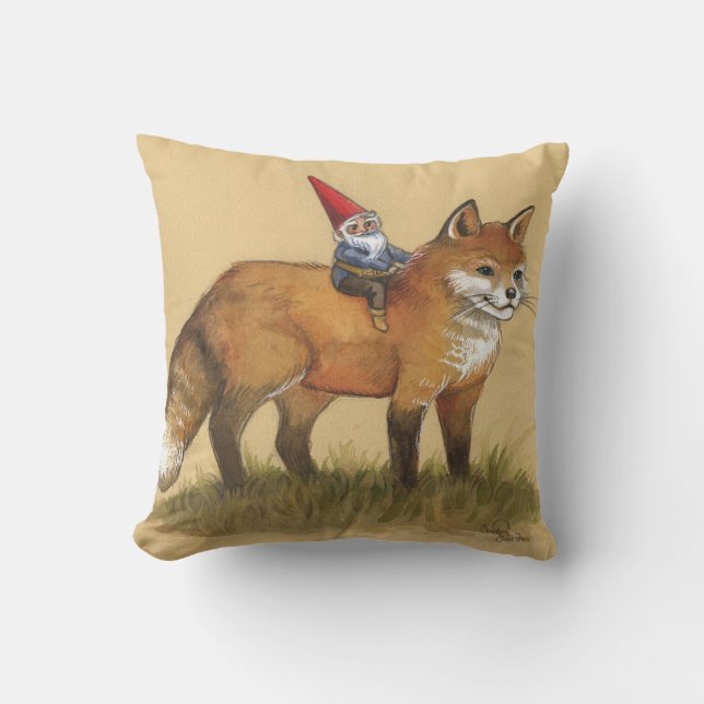 Gnome en Fox Pillow Kussen (Voorkant)