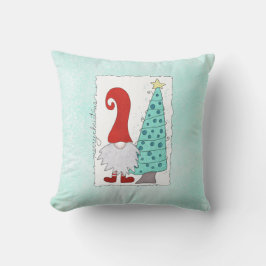 Gnome en Kerstboom Kerst Cartoon Kussen