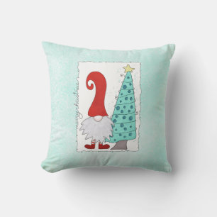 Gnome en Kerstboom Kerst Cartoon Kussen