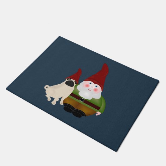 Gnome en Pug Deurmat (Schuin)