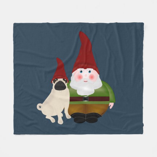 Gnome en Pug Fleece Blanket Deken (Voorkant (Horizontaal))