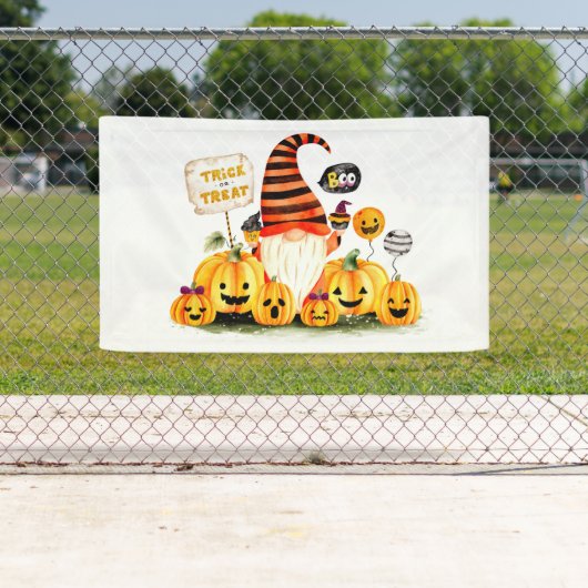 Gnome en Pumpkins Trick or treat Banner (Insitu)