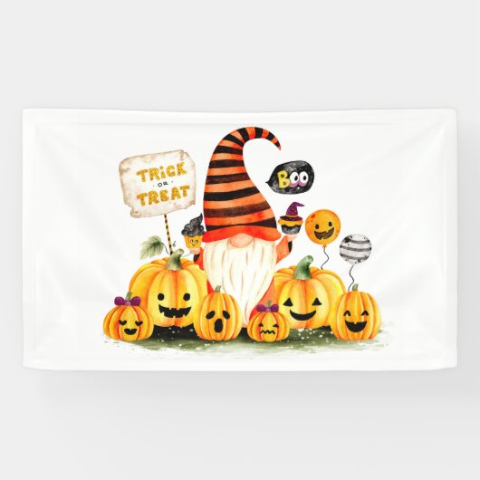 Gnome en Pumpkins Trick or treat Banner (Horizontaal)