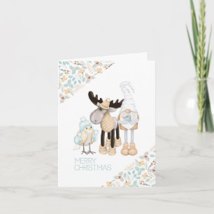 Gnome en rendier kerst Kaart   charmant