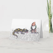Gnome en Salamander staan in onkruid Kaart (Voorkant)