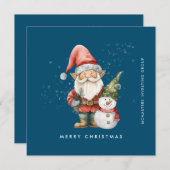 Gnome en Sneeuwman Vrolijk Kerstfeest Zakelijk Fla Feestdagenkaart (Voorkant / Achterkant)