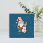 Gnome en Sneeuwman Vrolijk Kerstfeest Zakelijk Fla Feestdagenkaart (Staand voorkant)
