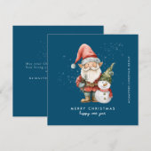 Gnome en Sneeuwman Vrolijk Kerstfeest Zakelijk Fla Feestdagenkaart (Voorkant / Achterkant)