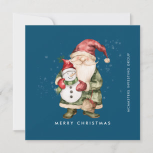 Gnome en Sneeuwman Vrolijk Kerstfeest Zakelijk Fla Feestdagenkaart
