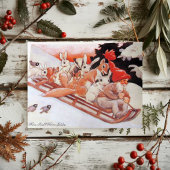  Gnome en Woodland Animals Sledding Feestdagen Kaart