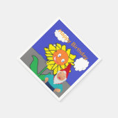 Gnome en Zonnebloem Verjaardagsfeest Papieren serv Servetten (Hoek)