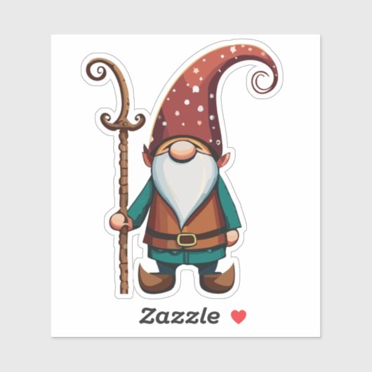 Gnome Explorer met wandelende wandelstok Sticker (Vel)