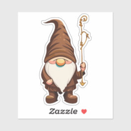 Gnome Explorer met wandelende wandelstok Sticker