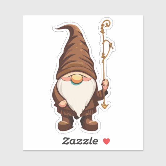 Gnome Explorer met wandelende wandelstok Sticker (Vel)