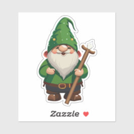 Gnome Explorer met wandelende wandelstok Sticker