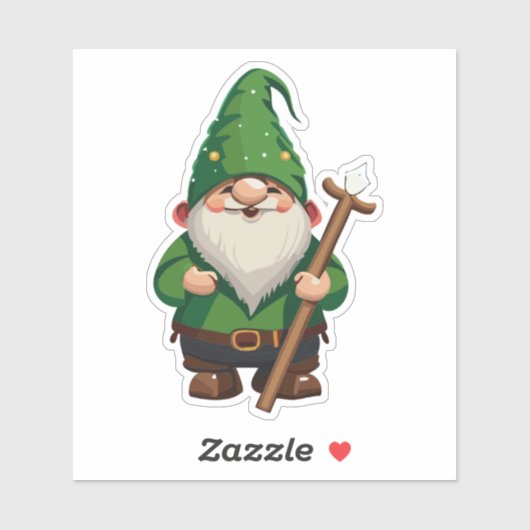 Gnome Explorer met wandelende wandelstok Sticker (Vel)