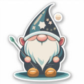 Gnome Explorer met wandelende wandelstok Sticker (Voorkant)