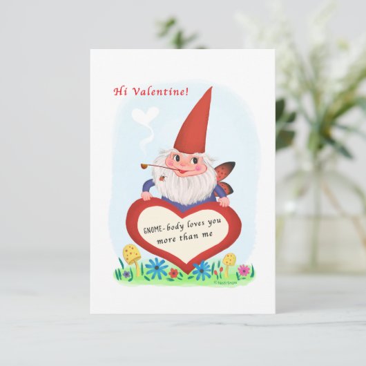 Gnome Fairy Kleine Traditionele  Valentijn Kaart (Staand voorkant)