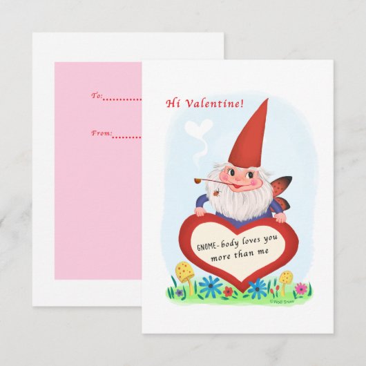 Gnome Fairy Kleine Traditionele Valentijn Kaart (Voorkant / Achterkant)
