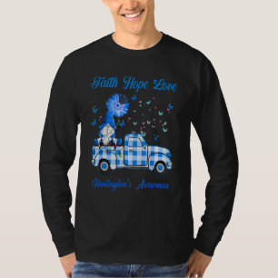 Gnome Faith Hope Love Huntington's Bewust T-shirt