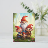 Gnome Familie Briefkaart (Staand voorkant)