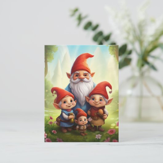 Gnome Familie Briefkaart (Staand voorkant)