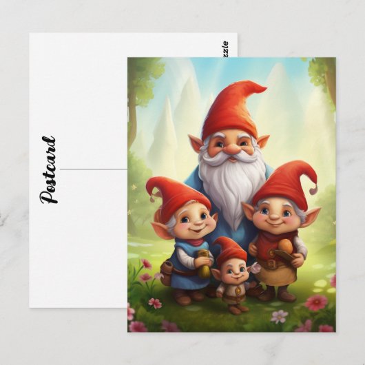 Gnome Familie Briefkaart (Voorkant / Achterkant)