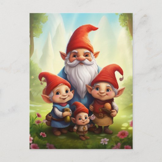 Gnome Familie Briefkaart (Voorkant)
