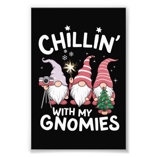 Gnome Familie Kerst Chillin Met Mijn Gnomies Foto Afdruk (Voorkant)